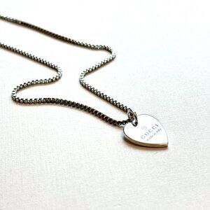 Gucci .925 Silver Big Heart Pendant on Chain/Necklace